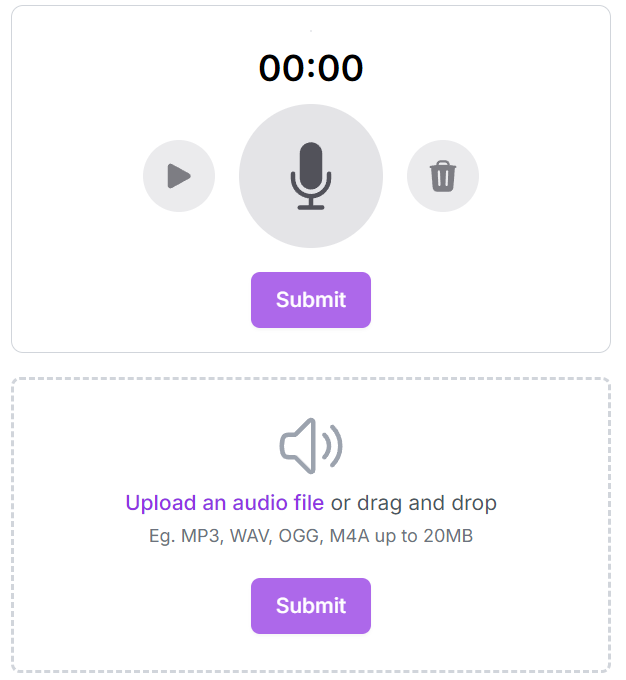 Record or upload your voice note
